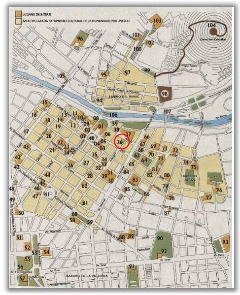 Carte du centre historique de Lima