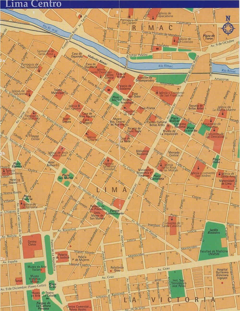 Carte de la carte de Lima, pérou et ses environs