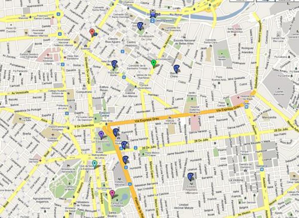 Lima, pérou bus de la carte de l'itinéraire