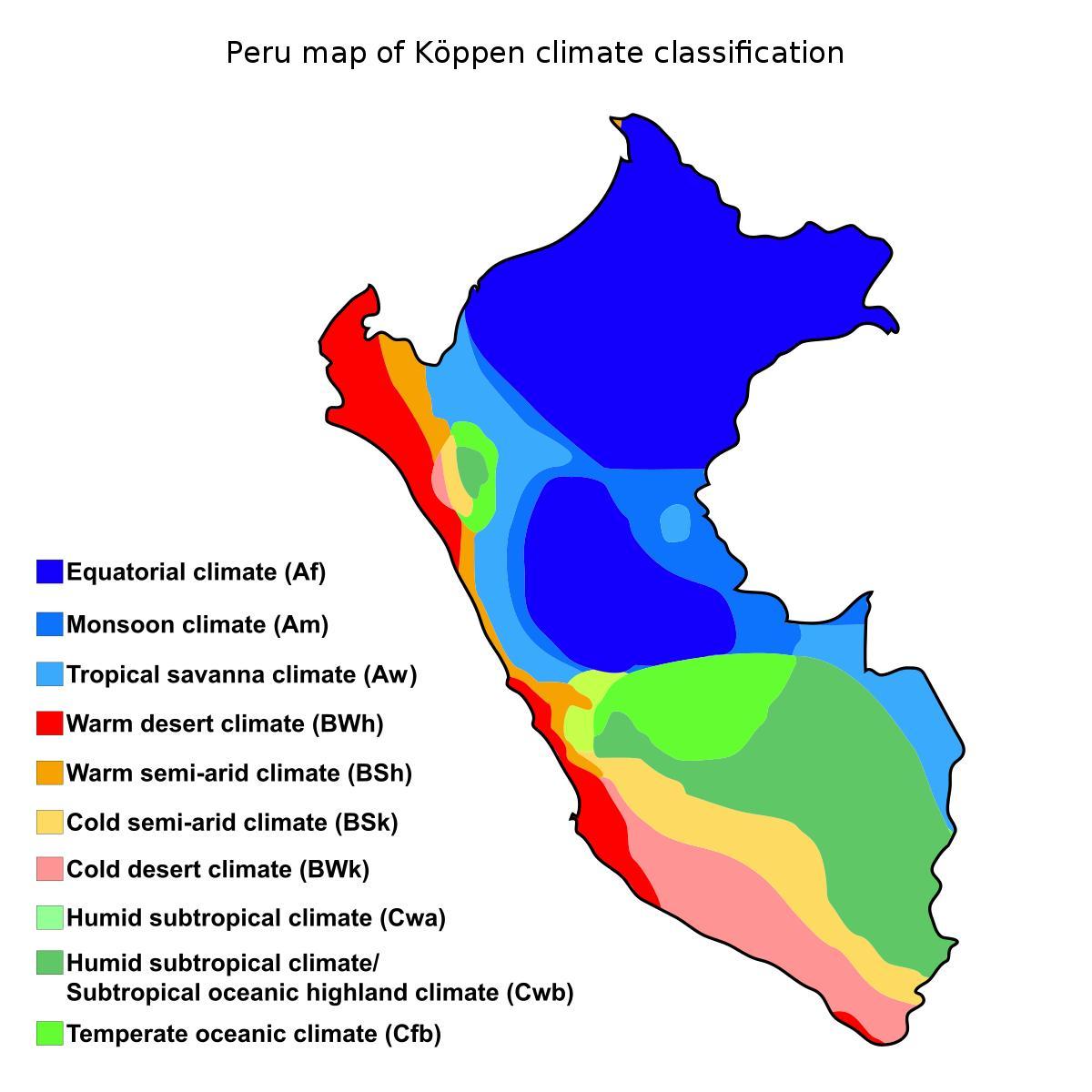 Carte du pérou climat